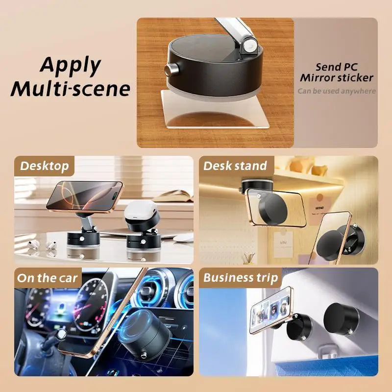 360° Vacuum Strong Suction Cup Magnetic Car Phone Holder for All Smartphones & All Car Models adjustable for Mirror Shower Gym