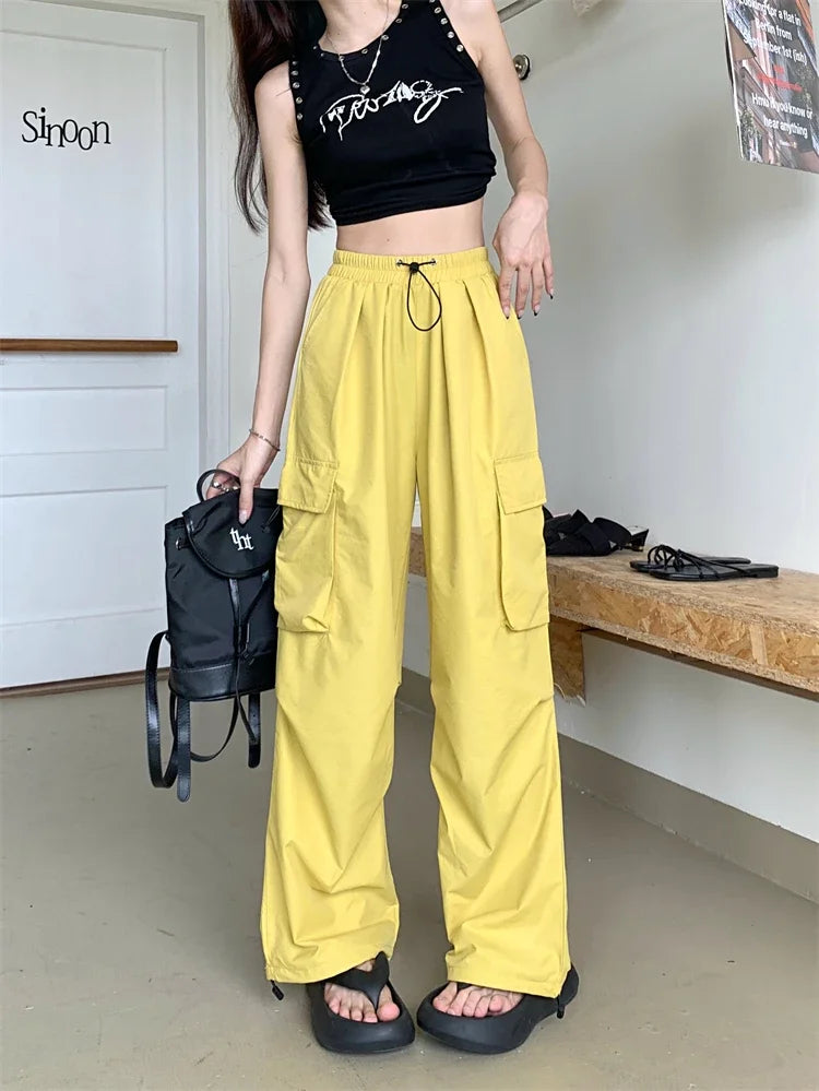 High Waist Wide Leg Workwear Pants Women's Spring 2024 Loose Sun Protection Casual Sports Thin Style Fashionable Trousers