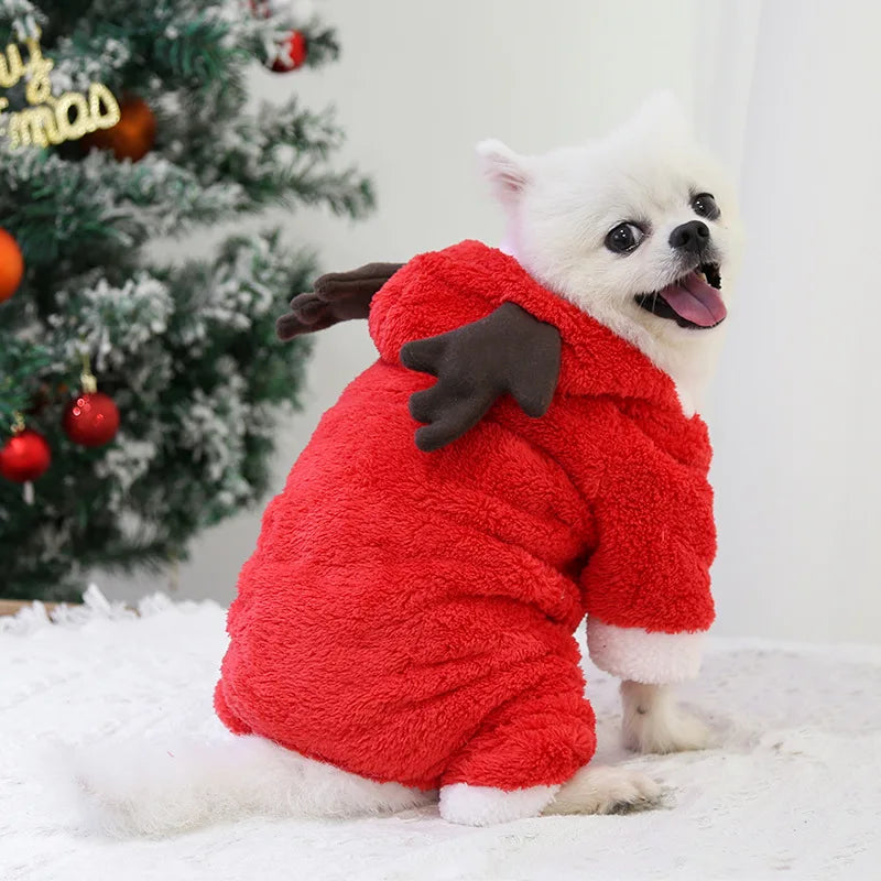 Pet Dog Cat Halloween Christmas Costume Cosplay Elk Dog Costumes for Small Dogs Winter Warm Dog Cat Clothes
