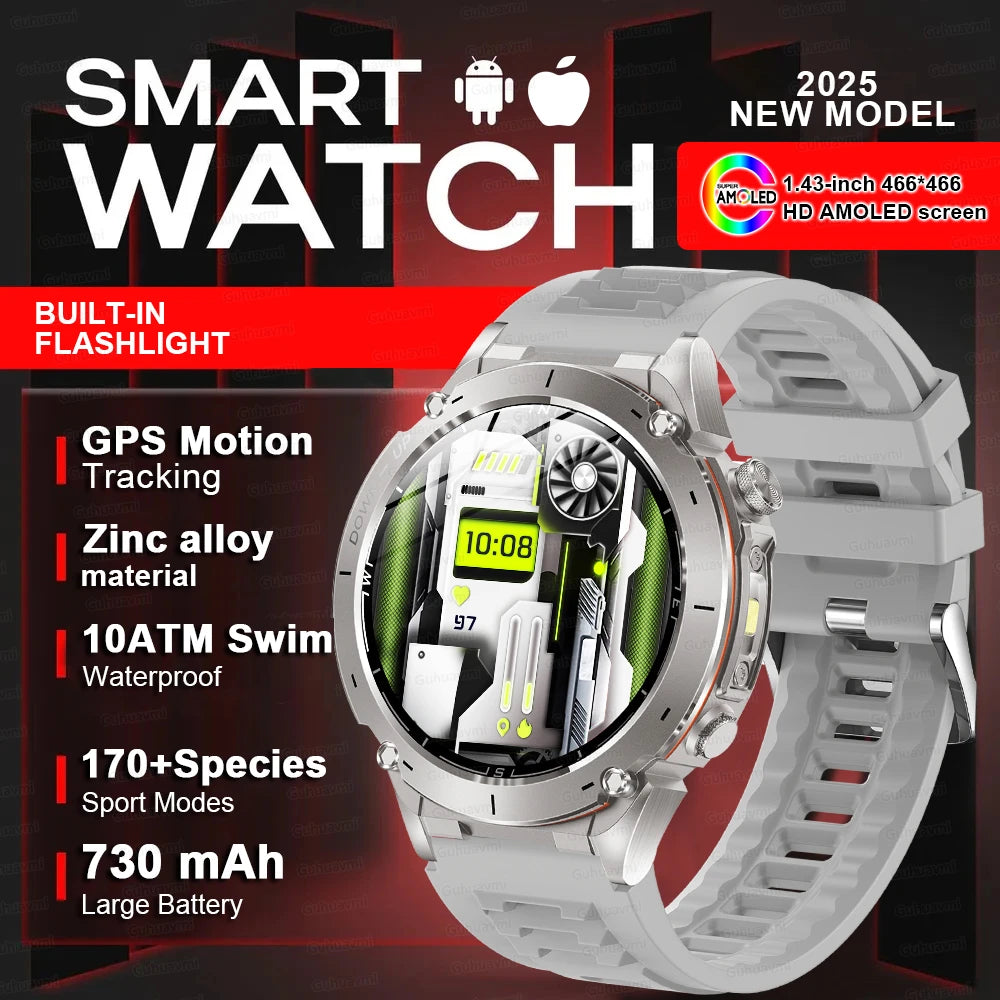 Men New Outdoors Sports Military GPS SmartWatch 10ATM Waterproof 730mAh High Battery Compass NFC HD Call For Huawei Xiaomi Watch