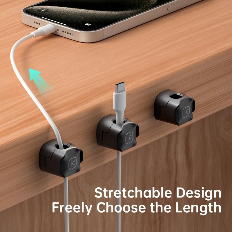 KUULAA 3/6 Pcs Cable Clip Cable Holder Adhesive Wire Keeper Cord Cable Organizer for Home Office Under Desk Management