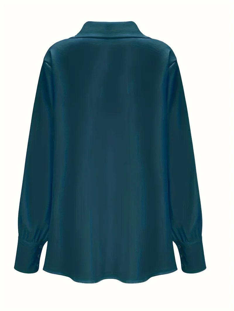 Fashion Elegant Solid Color Lapel Neck Shirt Female 2025 Spring Summer Simple Style Tops Women's Comfortable Casual Loose Blouse
