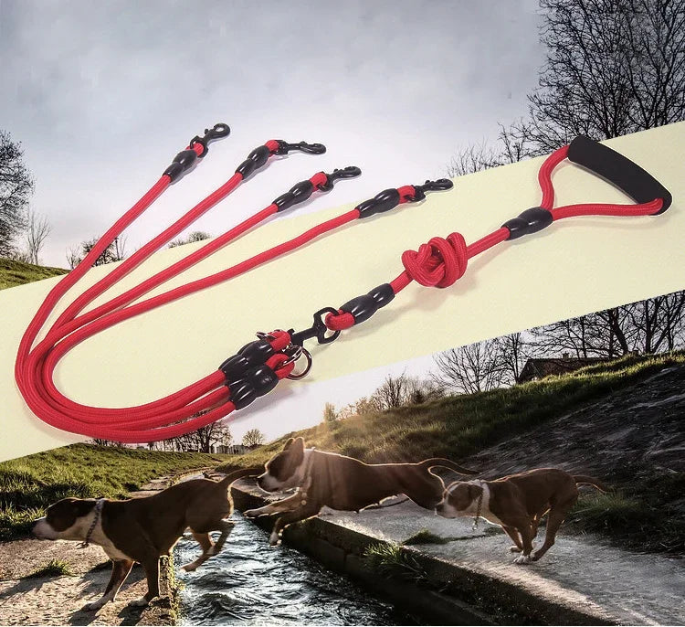 3 Way Dog Leashes for Walking 2/3/4 Dogs Pets Nylon Braided Rope No Tangle Dog Leashes for Small Dogs Dual Three Dogs Leash