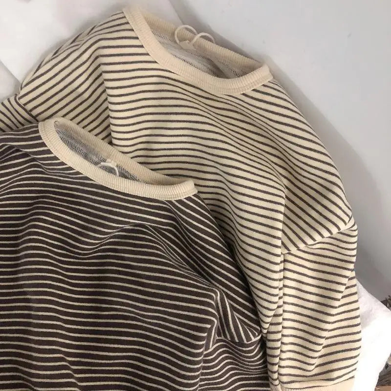 Children's Sweatshirt For Boys Girls Top Clothes Spring Autumn Cotton Long Sleeve T-Shirt Kids Casual Striped Tops Clothes1-8T