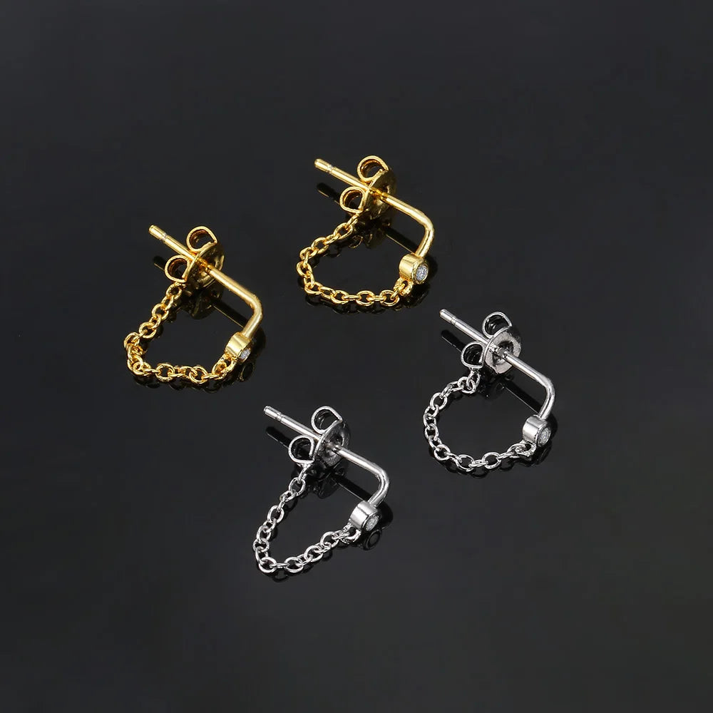 Piercing Helix Lobe Hoop Chain Earrings Zircon Gold Color Tragus Rook Ear Cartilage Accessories Women Jewelry Gift Wholesale