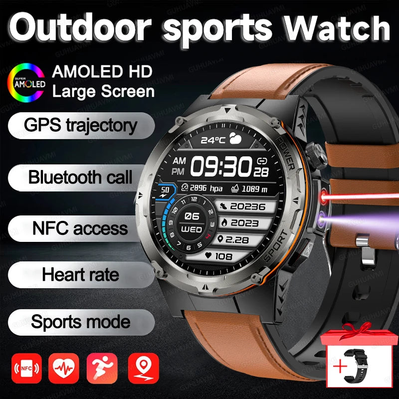 NEW For XIAOMI Outdoor Sports Smart Watch Men GPS Trackr Health Monitor BT Call NFC UV infrared Laser 5ATM Waterproof Smartwatch