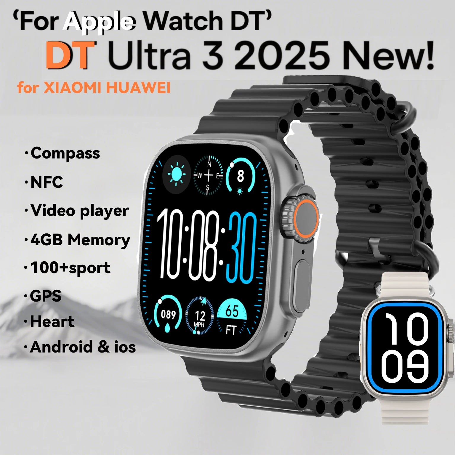 2025 New IOS DT Ultra 3 High-End Business Watch 32G Large Memory Album Smartwatch Men Sports Fitness Waterproof Watch Sportwatch