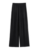 TFMLN New Women's High Waist Wide Leg Pants Fashion Elastic Waist Long Straight Trousers Lady Casual Solid Pocket Pants Summer