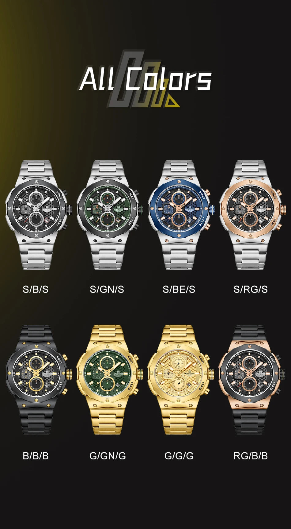 NAVIFORCE Man Quartz Top Brand Watch Luxury Luminous Chronograph Wristwatch Stainless Steel Waterproof Men Date Calendar Clock