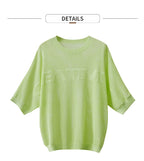Amii Minimalist Women's Hollowed-out Knitted Pullover 2025 Summer New Half-sleeve Crew Neck Loose Blouse Thin Solid Top 12542139