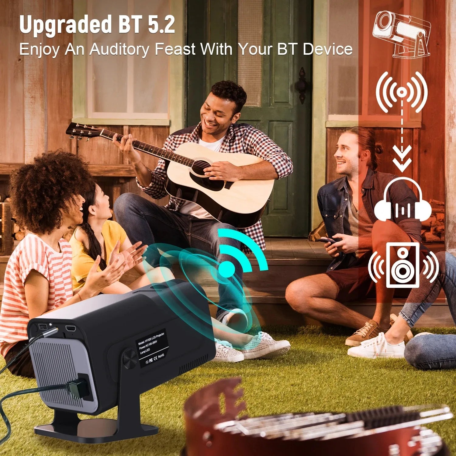 Projector Netflix Officially Licensed HY320 Android 11 1080P 500ANSI Amlogic S950D4 WIFi6.0 BT5.2 Mini 4K Projector