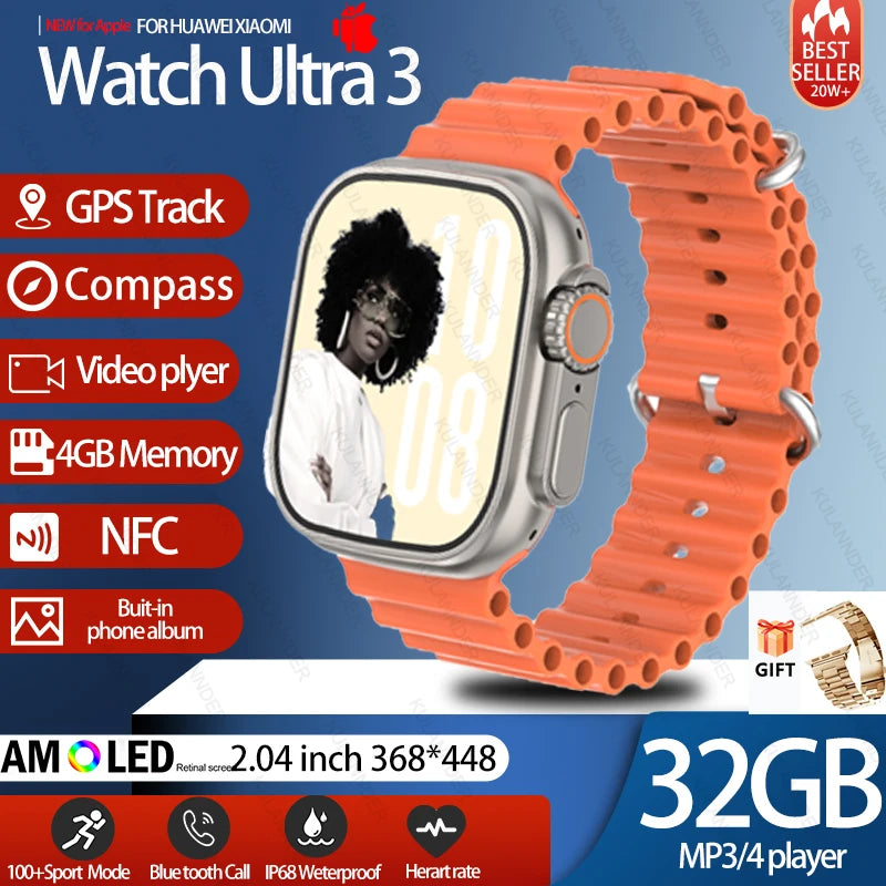 2025 New IOS DT Ultra 3 High-End Business Watch 32G Large Memory Album Smartwatch Men Sports Fitness Waterproof Watch Sportwatch