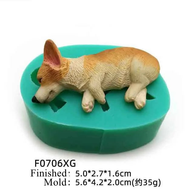 13 Dogs Shape Silicone Fondant Cake Decorating Mold Corgi Bulldog Chocolate Polymer Clay Mould Animal Cake Tool Bakeware M485