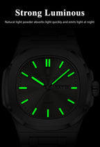 POEDAGAR Trendy Casual Wristwatch For Men Week Date Stainless Steel Man Watch Luminous Waterproof Luxury Quartz Men Watches+Box