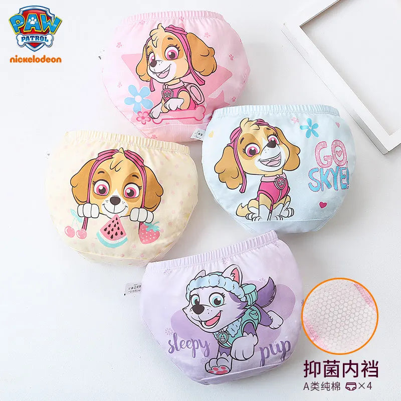 4PCS Genuine Paw Patrol Skye Girl Children Cotton Underwear Printing Panties Kids Short Panties Underpants Girls Briefs Panties