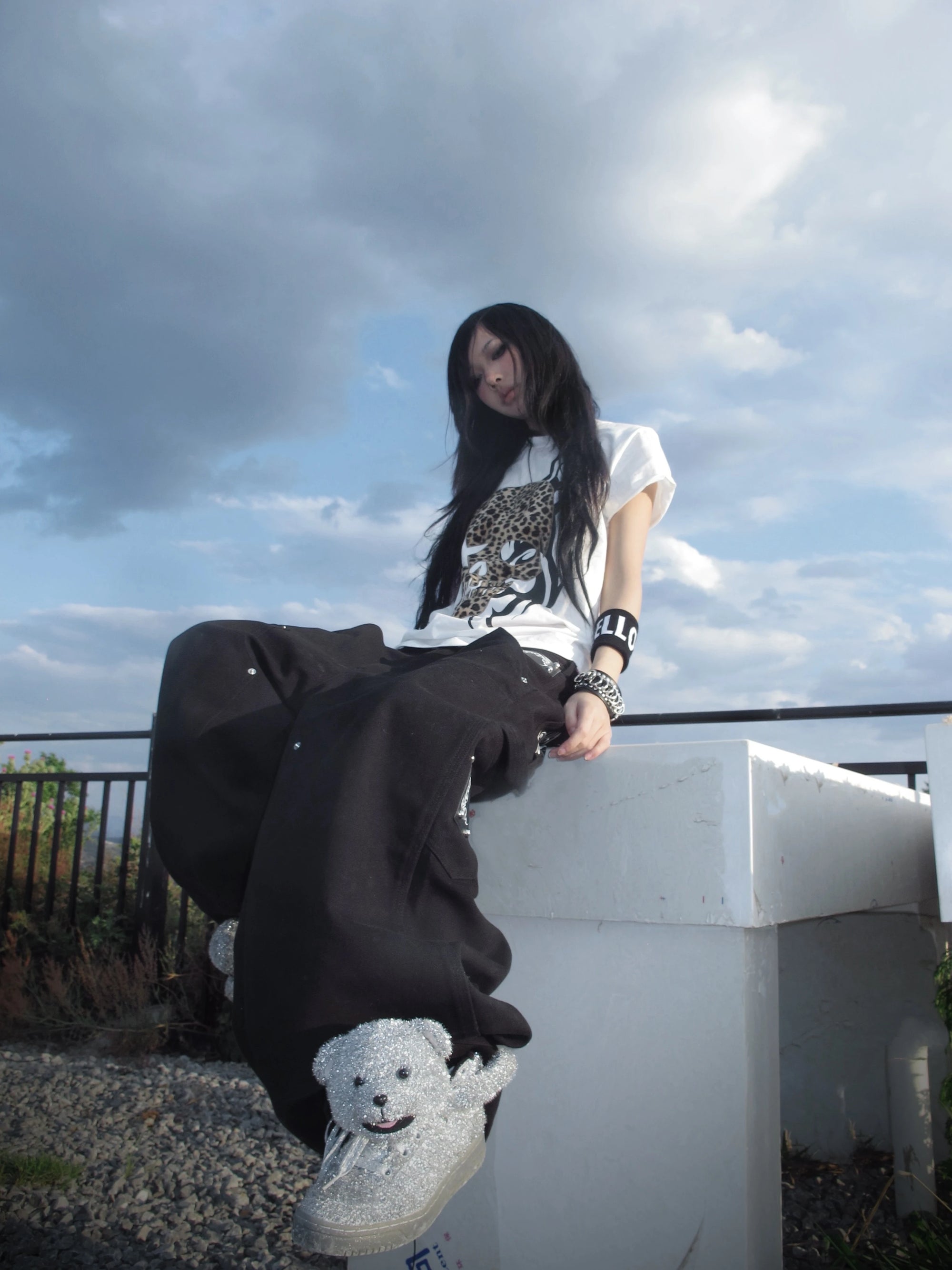 Karrcat Trashy Y2k Skull Print T-shirt Grunge Aesthetics Short Sleeve Tee Shirt Vintage 2000s Style Streetwear Gothic Punk 90s