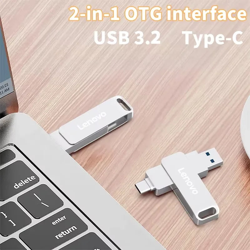 Lenovo 64TB USB 3.2 Pen Drive 16TB High Speed Transfer Metal Portable SSD Pendrive Cle 4TB U Disk Flash Drive Memoria USB Stick