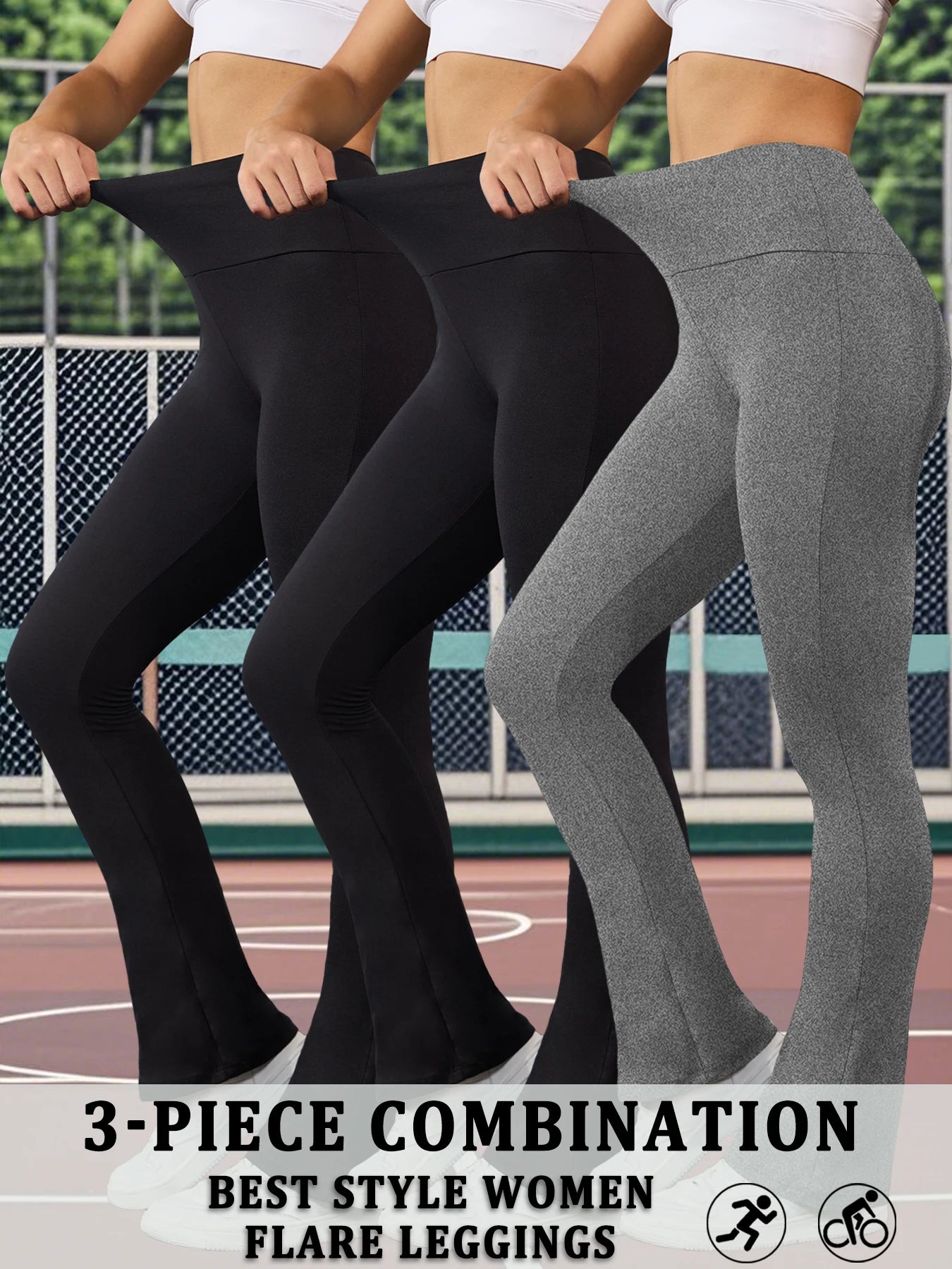 3 Pack Women's Super Soft Flare Pants High Waisted Tummy Control Workout Yoga Push Up Gym Fitness Long Leggings Bell Bottoms