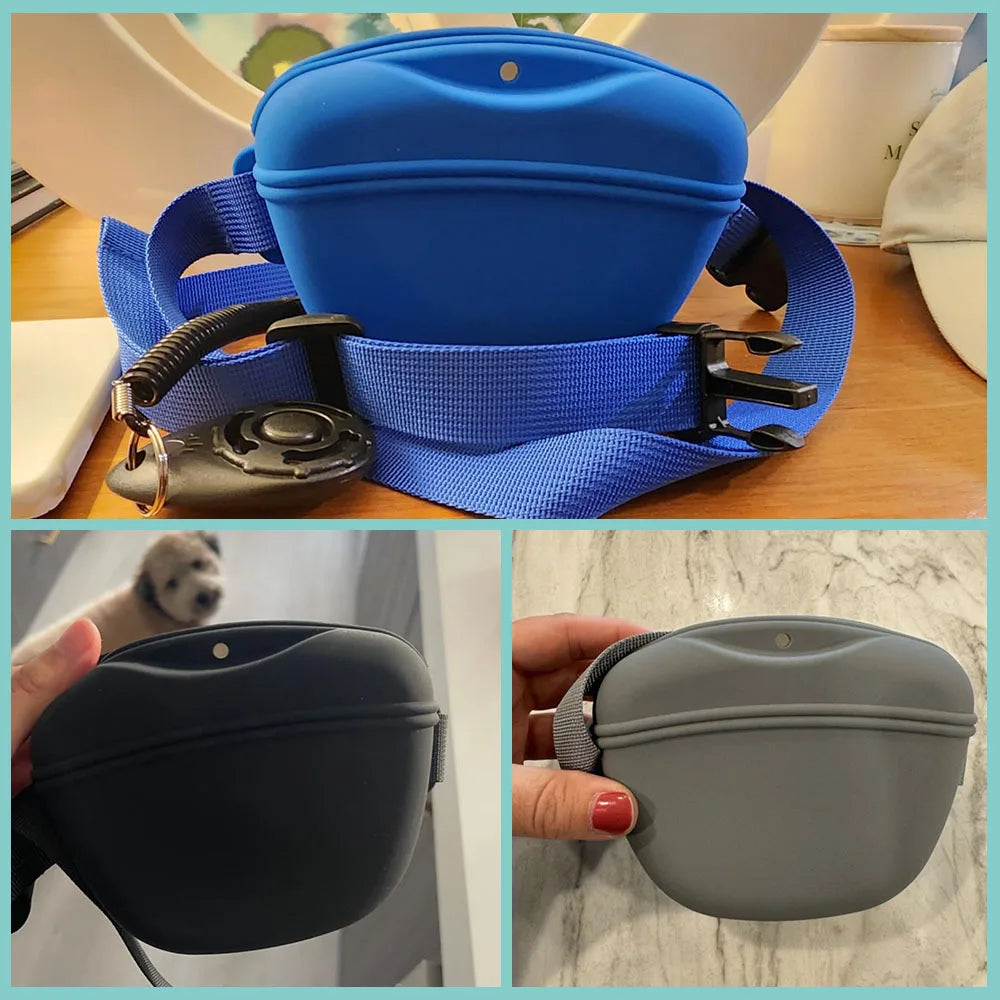 Silicone Dogs Treat Bag Pet Portable Dog Training Waist Bag Outdoor Feeder Puppy Snack Pouch Food Reward Storage Bag with Belt