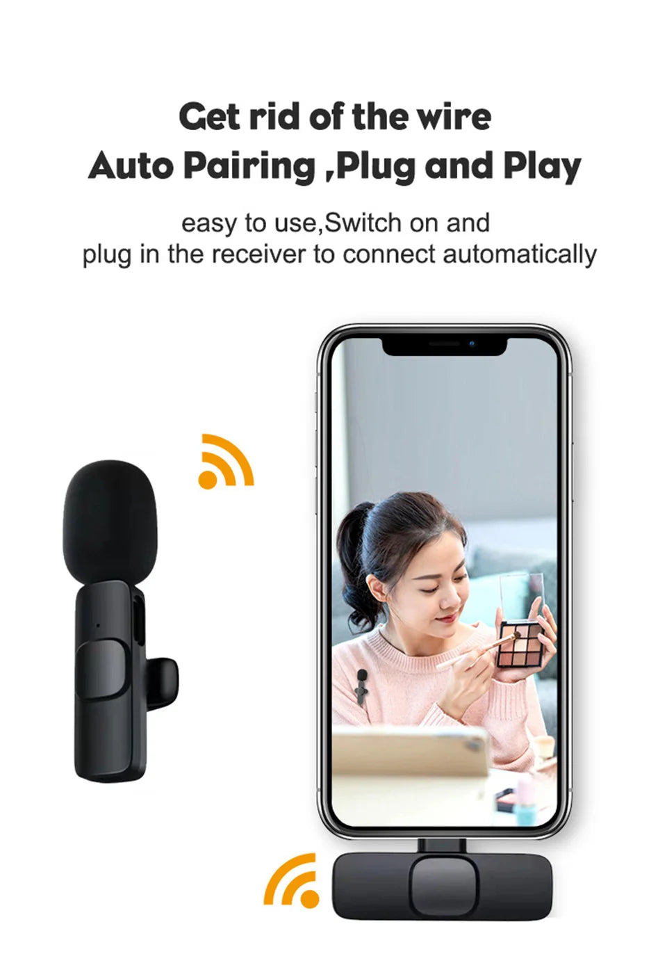 Lavalier Wireless Bluetooth Microphone Portable Audio Video Recording Mini Mic For iPhone Live Broadcast Gaming Phone Type-C