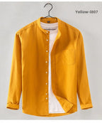 2025 Cotton Stand-up Neck Oxford Spinning Anti-wrinkle Casual  Spring  Autumn New Men's Shirt Jackets  Long Sleeve Shirt Men's