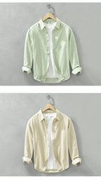2025 Spring New Casual 100% Cotton Long Sleeve Shirt for Men Multi-color Simple Solid Color Classic Daily Shirts CM6651