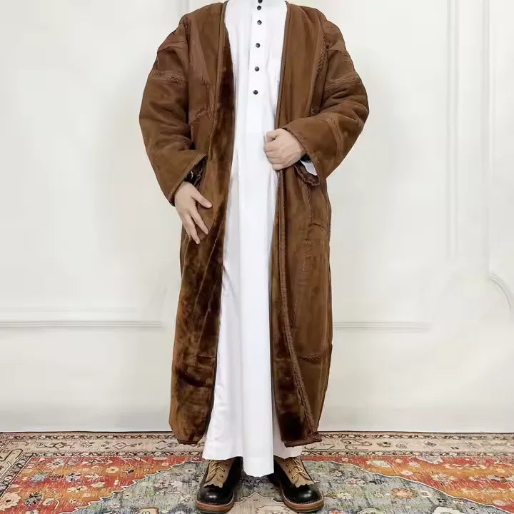 Wholesale New Arrival 2025 Oem Custom High Quality Men's Winter Bisht Coat Bisht Farwa for Prayer Made of Polyester for Adults