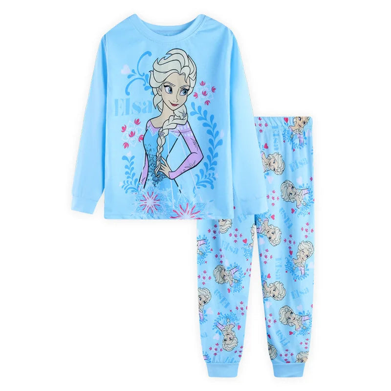 New Spring Autumn Children's Clothing Sets girl Sleepwear Clothes Kids Pajamas Set Baby Girls Cotton Anna Elsa Cartoon Pyjamas