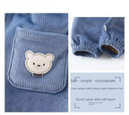 Autumn/winter Children's Fleece-lined Corduroy Pants Stylish Embroidery Casual Warm Trousers For Boys Girls
