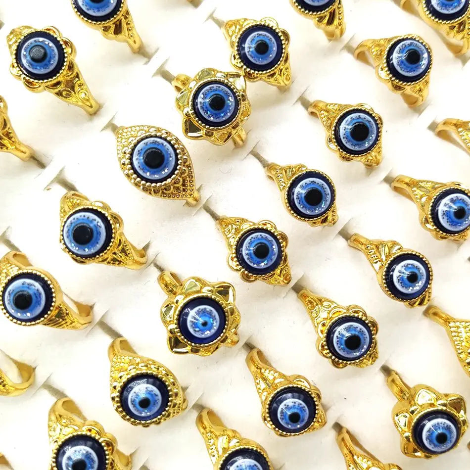 Wholesale 20pcs Evil Blue Eye  Metal Alloy Rings Jewelry