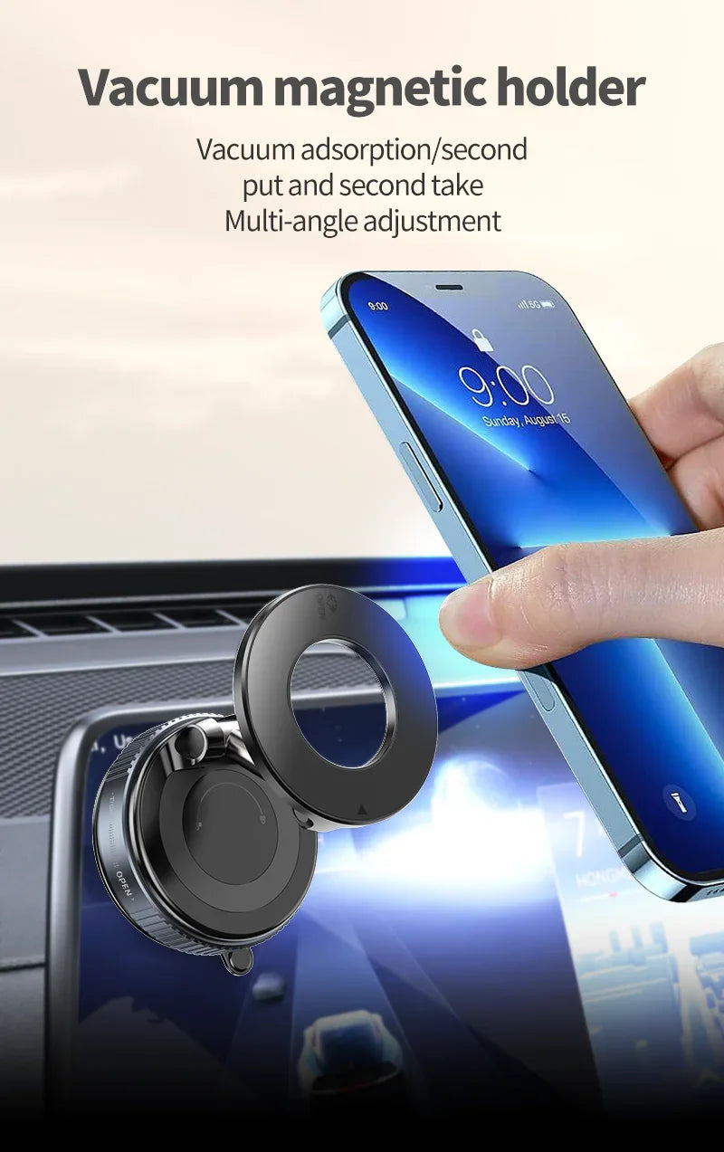 360° Vacuum Strong Suction Cup Magnetic Car Phone Holder for All Smartphones & All Car Models adjustable for Mirror Shower Gym