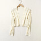 Women 55% Mulberry Silk 45% Cotton Shawl Wrap Hollow out Coat Top Cardigan Long Sleeve Blouse Shirt LY031