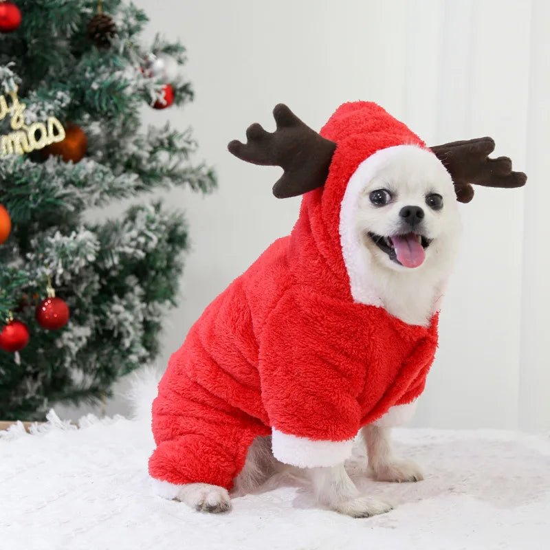Pet Dog Cat Halloween Christmas Costume Cosplay Elk Dog Costumes for Small Dogs Winter Warm Dog Cat Clothes