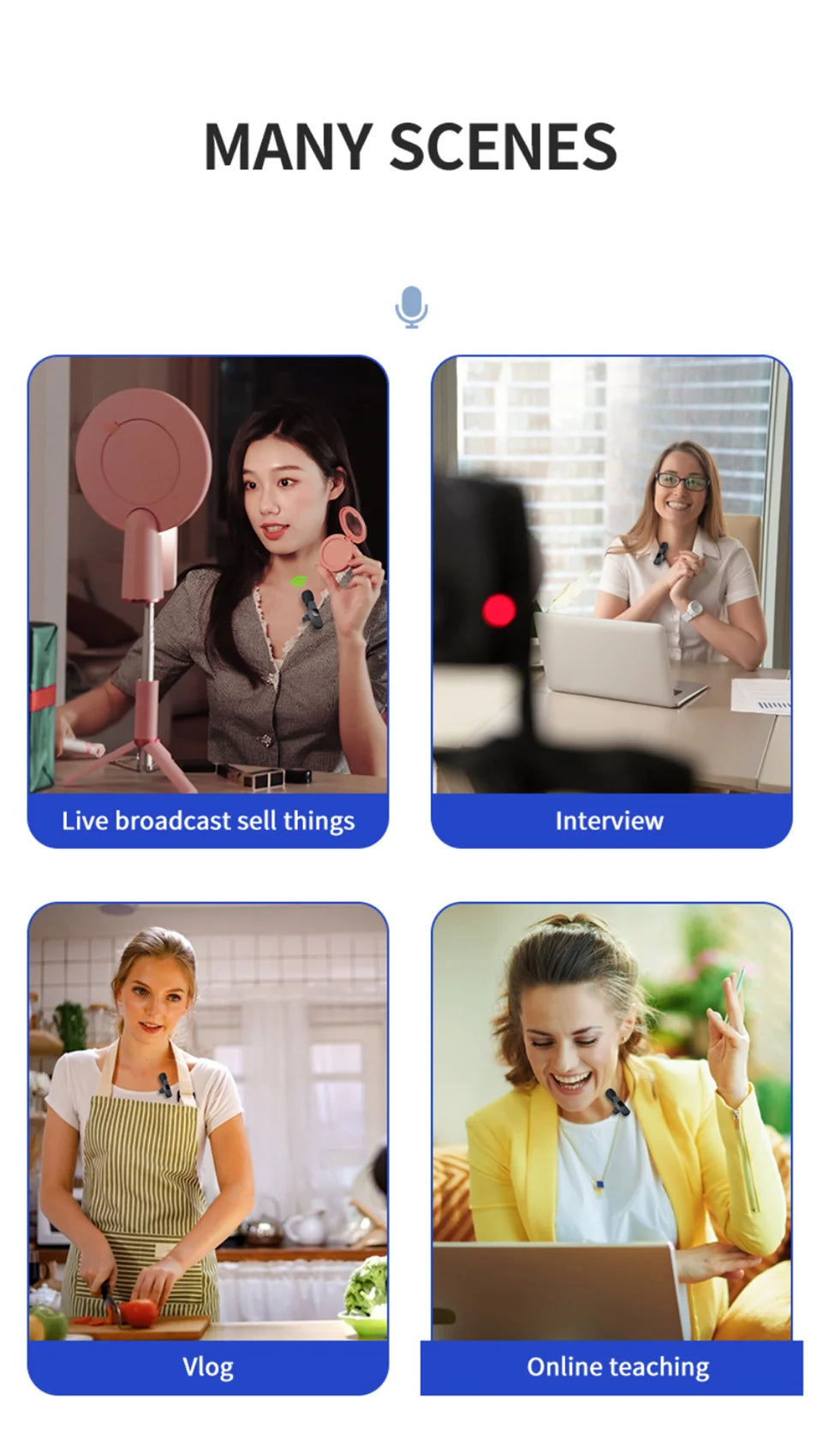 Lavalier Wireless Bluetooth Microphone Portable Audio Video Recording Mini Mic For iPhone Live Broadcast Gaming Phone Type-C
