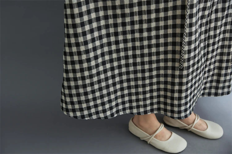 Short sleeve oversized vintage plaid patchwork new in dresses for women casual loose long summer dress elegant clothing 2025