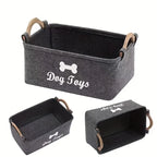 Felt Pet Toy Storage Basket Foldable Dog Toy Box Large Capacity Storage Basket for Dog Cats Household Storage Container