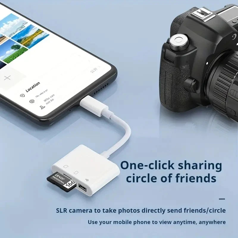 3-IN-1 TypeC/for iPhone To SD/TF Card Reader OTG USB Port Adapter Camera Phone Adapter Memory Card Data Transfer For IOS Android