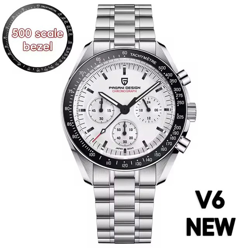 2025 New PAGANI DESIGN Moon V6 Men's Watches Luxury Quartz Watch For Man Chronograph VK63 Men Gift AR Sapphire Mirror Luminous