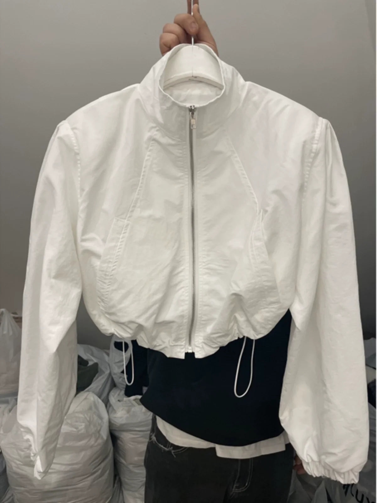 Autumn Vintage Women's Windbreaker Cropped Jackets Harajuku Oversized Streetwear Long Sleeve Casual Fashion Female Elegant Top
