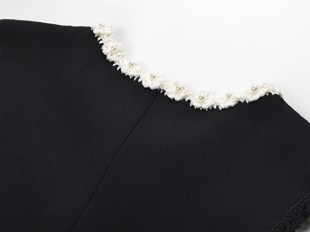 Lace Contrast Vest Dress Light Luxury and Fashionable Single-breasted Pleated 2025 Spring and Summer New Style Vintage Dress