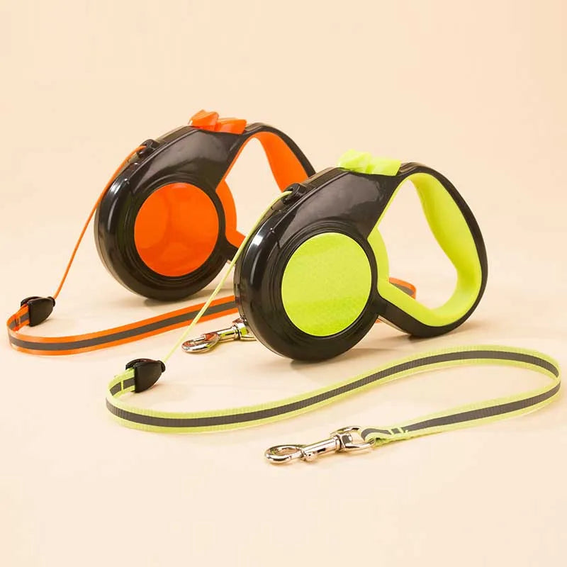 3M/5M/8M Dog Leash with Reflective Stitching,Heavy Duty Retractable Dog Leash One Button Lock and Release for Small To Large Dog