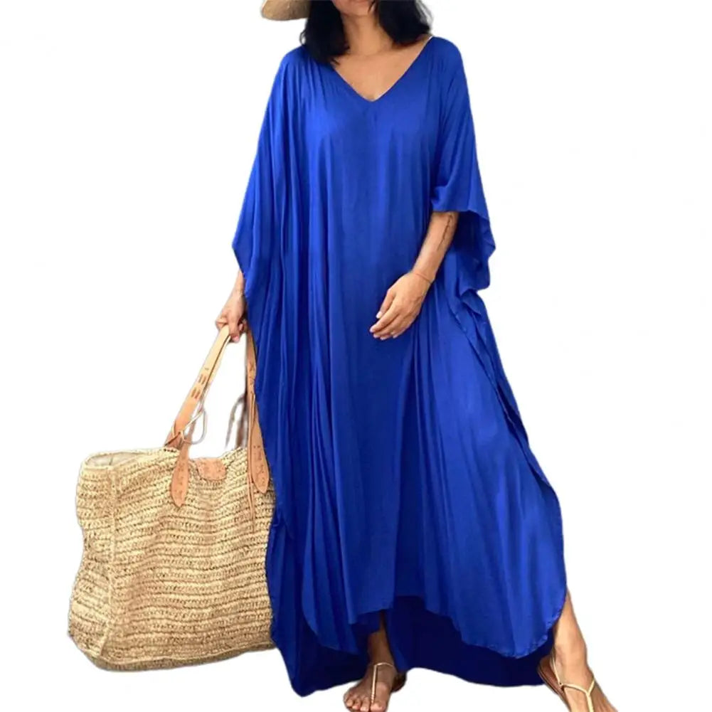 Beach Cover Up Kimono Women Summer 2023 New Pareo Swimsuit Cape Solid Bohemian Tunic Dresses Bathing Suits Dropshipping
