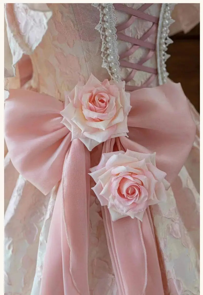 Japan Pink Lolita Wedding Floor-Length Dress Gorgeous Adult Formal Dress Heavy Industry 2024 New