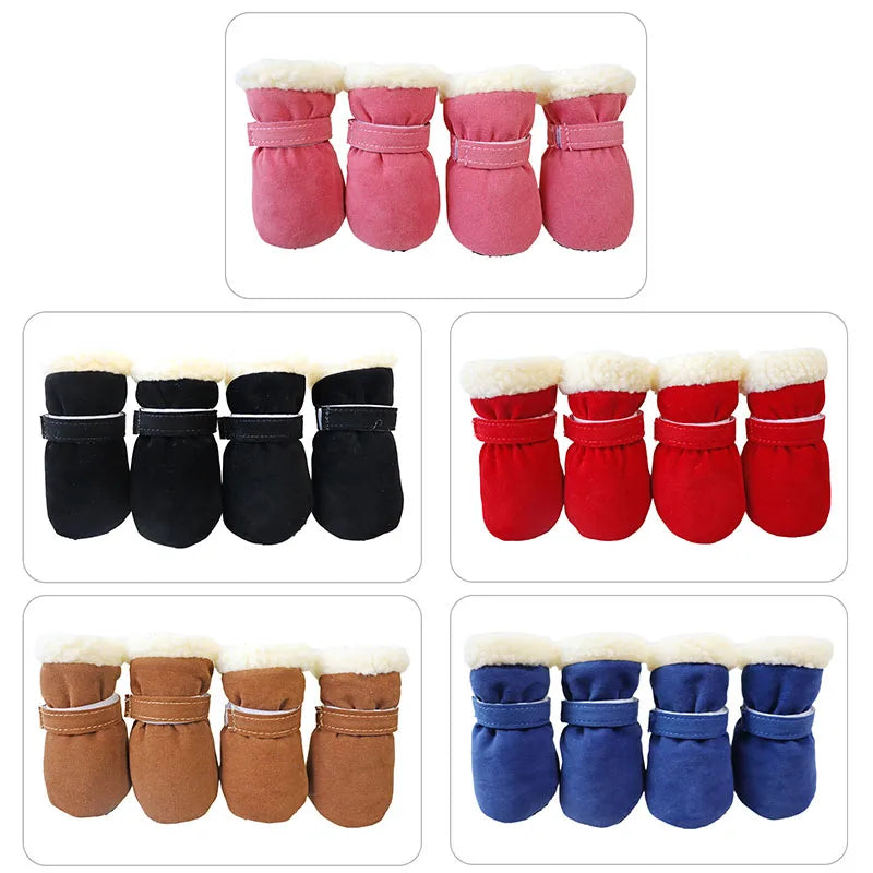 4Pcs /Set Winter Pet Shoes for Small Medium Dogs Windproof Boots Non Slip French Bulldog Chihuahua Shoes accesorios para perros