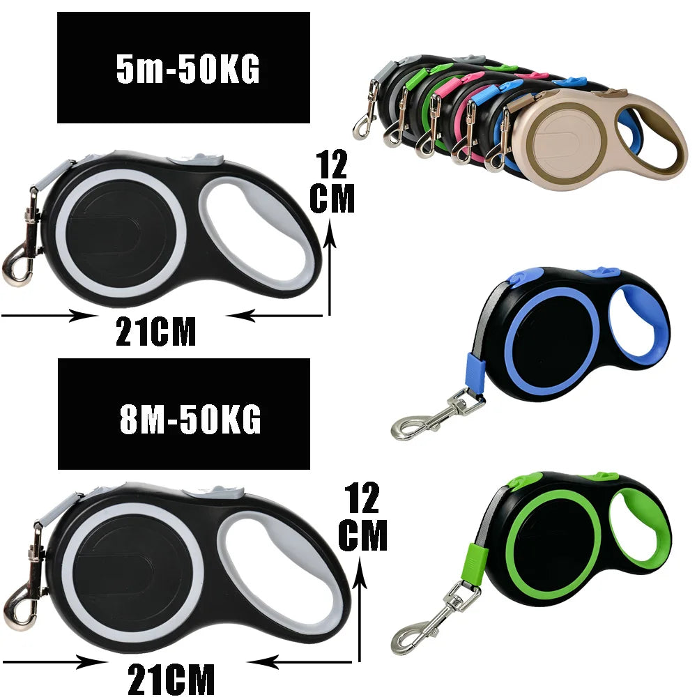 5m 8m 50kg Dog Leash Retractable Roulette Collar for Small Big Dogs Accessories Adjustable Walking Hiking French Bulldog Rope
