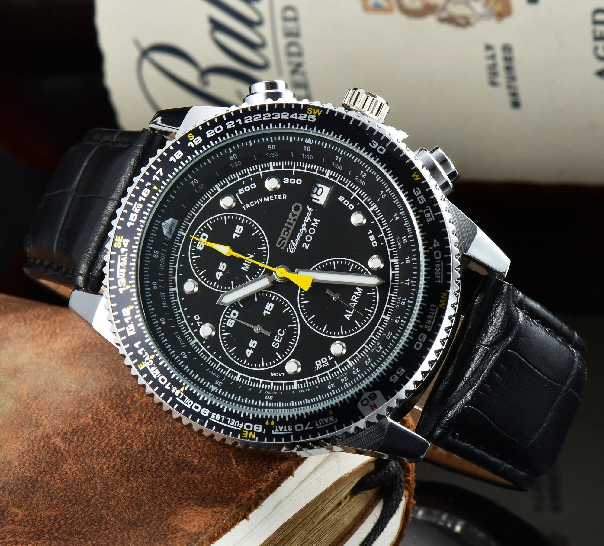 SEIKO Men's Sports Quartz Waterproof Watch, Multifunctional Dial Luminous Hands and Markers, Stainless Steel or Rubber Strap.