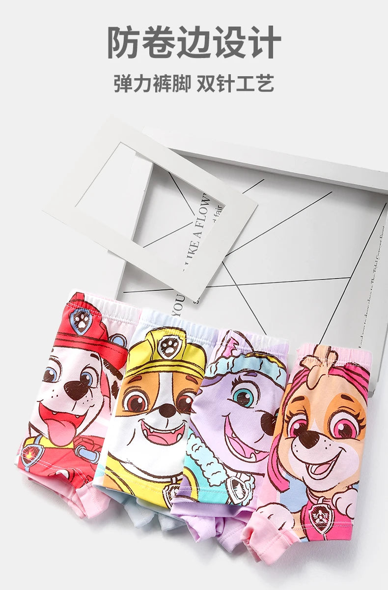 4PCS Genuine Paw Patrol Skye Girl Children Cotton Underwear Printing Panties Kids Short Panties Underpants Girls Briefs Panties