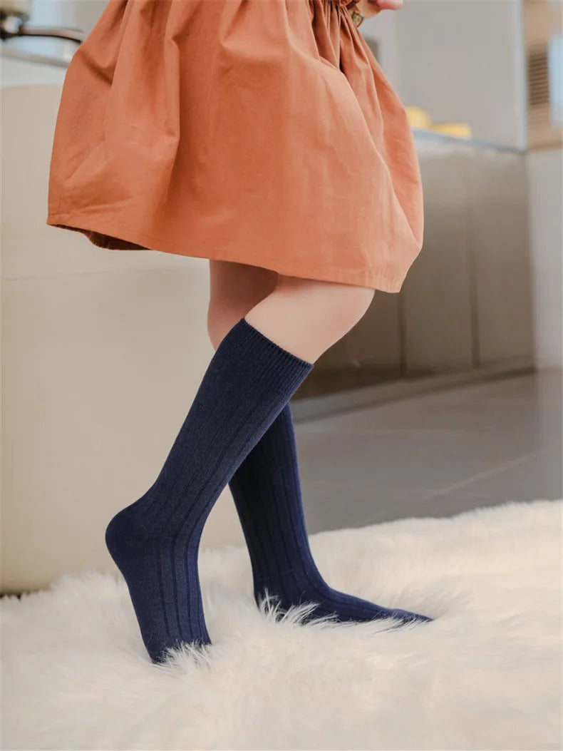 3Pairs/Lot Baby Knee High Socks Kids Girls Boys Soft Cotton Long Sock Cute Spanish Stripe Solid Children Socken For 0-8Years