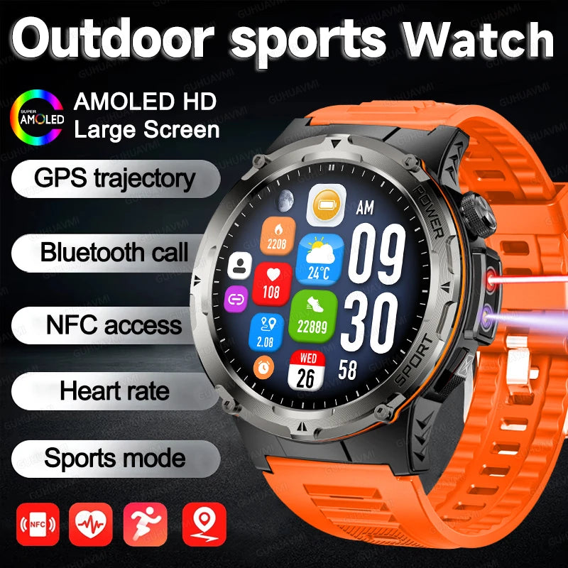 NEW For XIAOMI Outdoor Sports Smart Watch Men GPS Trackr Health Monitor BT Call NFC UV infrared Laser 5ATM Waterproof Smartwatch