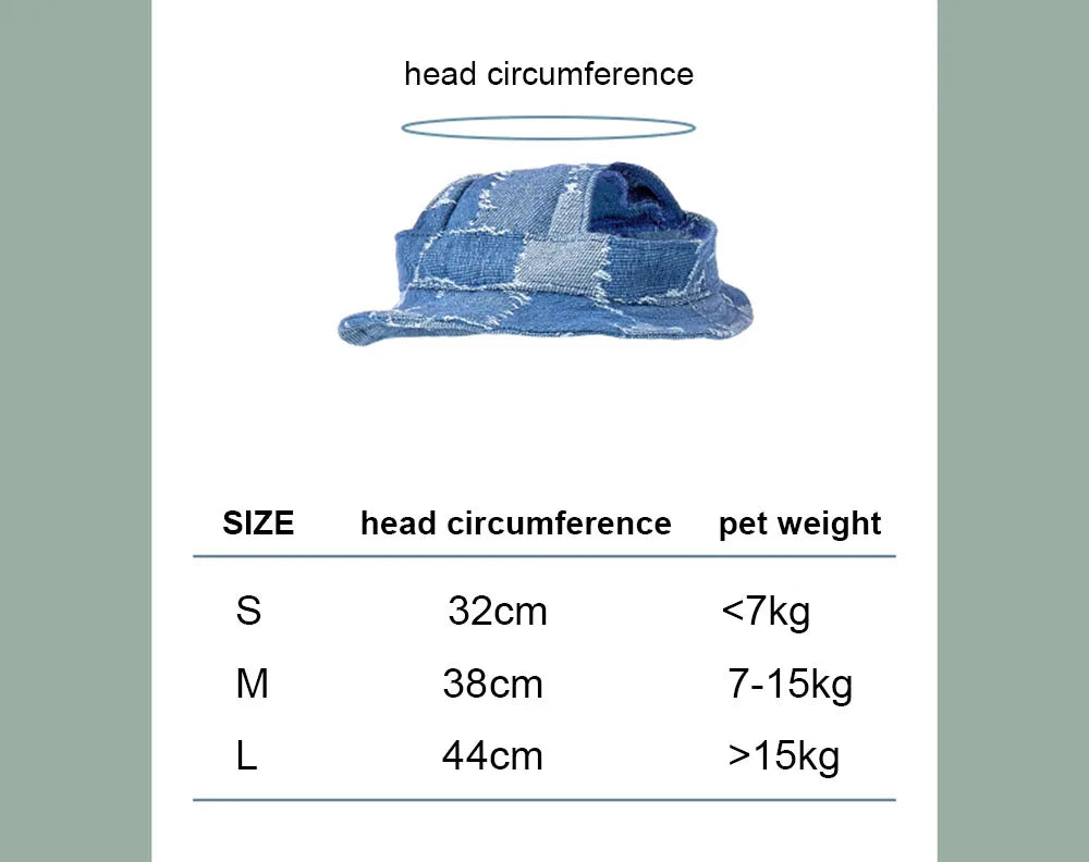 Round Brim Pet Cap Visor Hat Pet Dog Denim Sun Cap with Ear Holes for Small Medium Large Dogs Puppy Outdoor Outfits Cat Dog Caps